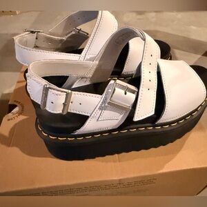 Dr. Martens Voss Quad White Platform Sandals